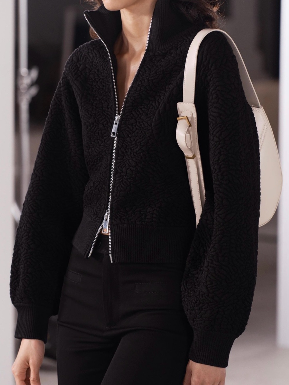 NWT Zara jacquard Knit Bomber Jacket